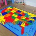 Allstar Kids / Baby Room Area Rug. USA Map. Fifty States. Bright Colorful Vibrant Colors (3' 3" x 4' 10")   